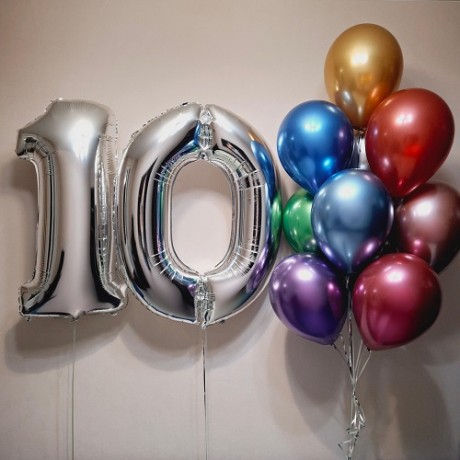 Воздушные шары Хром с цифрами на 10 лет